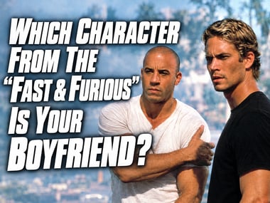Dominic Toretto and Brian O'Conner with the Fast and Furious boyfriend quiz title